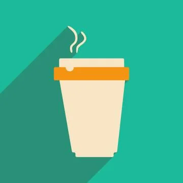 Flat with shadow icon and mobile applacation coffee Stock Illustration