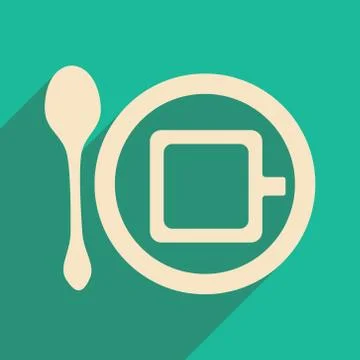 Flat with shadow icon and mobile applacation coffee Stock Illustration