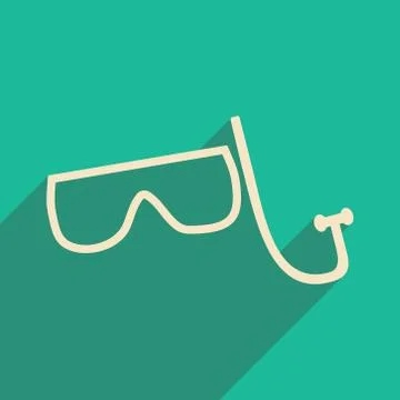 Flat with shadow icon and mobile applacation aqualung Stock Illustration