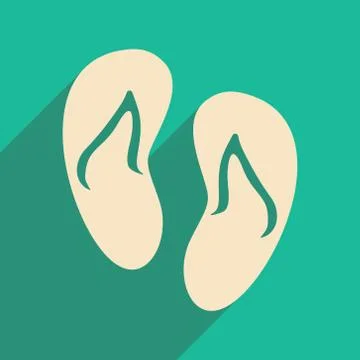 Flat with shadow icon and mobile applacation beach slippers Stock Illustration