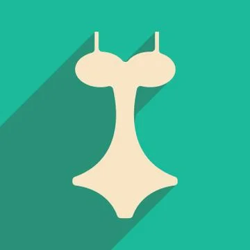 Flat with shadow icon and mobile applacation swimsuit Stock Illustration