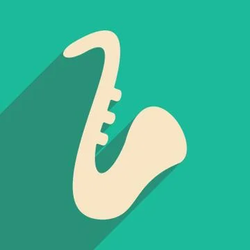 Flat with shadow icon and mobile applacation saxophone Stock Illustration