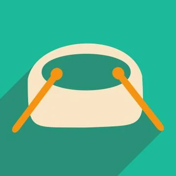 Flat with shadow icon and mobile applacation drums Stock Illustration