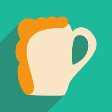 Flat with shadow icon and mobile applacation beer glass Stock Illustration