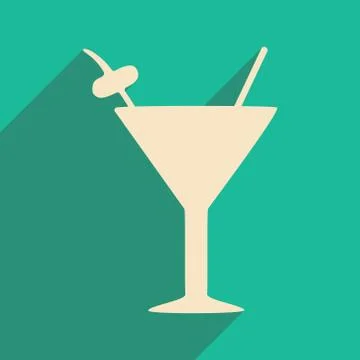 Flat with shadow icon and mobile applacation martini glass Stock Illustration