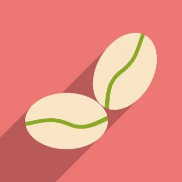 Flat with shadow icon and mobile application coffee beans Stock Illustration