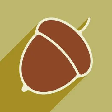 Flat with shadow icon and mobile application acorn Stock Illustration