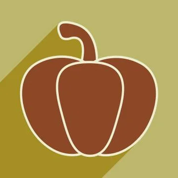 Flat with shadow icon and mobile application pumpkin Stock Illustration
