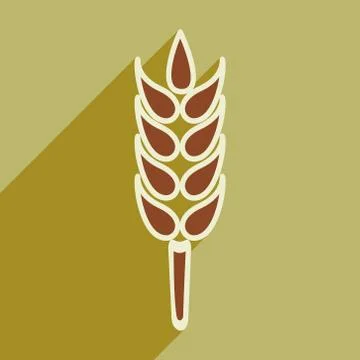 Flat with shadow icon and mobile application ear wheat Stock Illustration