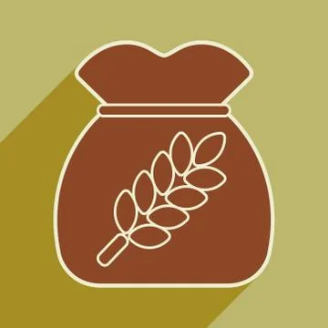 Flat with shadow icon and mobile application bag wheat イラスト素材