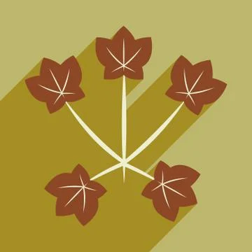Flat with shadow icon and mobile application maple leaves Stock Illustration