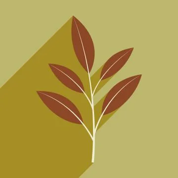 Flat with shadow icon and mobile application leaves branch Stock Illustration