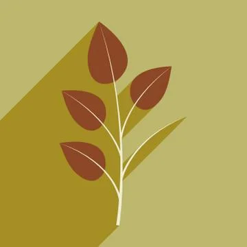 Flat with shadow icon and mobile application leaves branch Stock Illustration