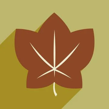 Flat with shadow icon and mobile application leaf Stock Illustration