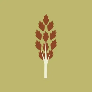 Flat with shadow icon and mobile application tree leaves Stock Illustration