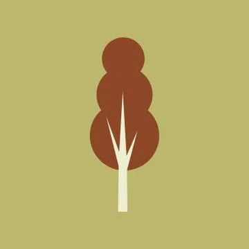 Flat with shadow icon and mobile application tree deciduous Stock Illustration