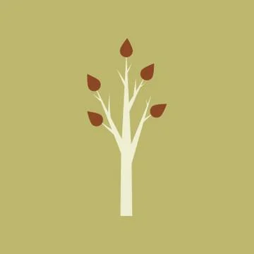Flat with shadow icon and mobile application tree deciduous Stock Illustration