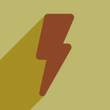 Flat with shadow icon and mobile application lightning Stock Illustration