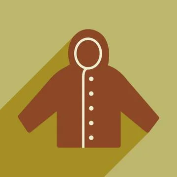 Flat with shadow icon and mobile application raincoat Stock Illustration