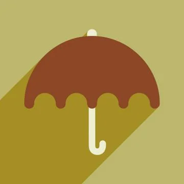 Flat with shadow icon and mobile application umbrella Stock Illustration