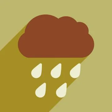 Flat with shadow icon and mobile application rain cloud Stock Illustration