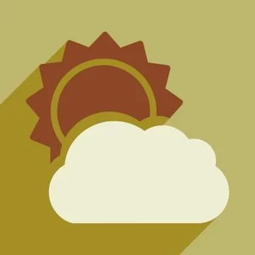 Flat with shadow icon and mobile application sun cloud Illustrazione stock