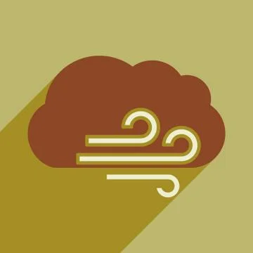 Flat with shadow icon and mobile application cloud wind Stock Illustration