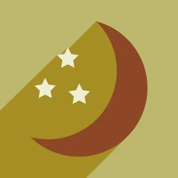 Flat with shadow icon and mobile application stars moon Stock Illustration