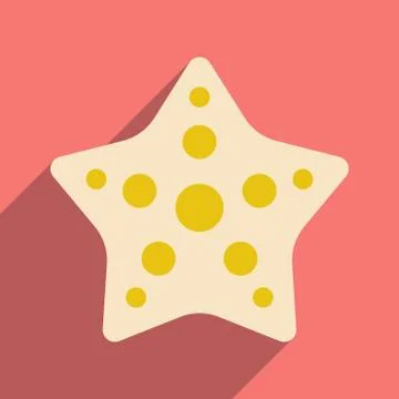 Flat with shadow icon and mobile application starfish Stock Illustration