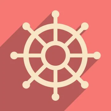 Flat with shadow icon and mobile application helm ship Stock Illustration
