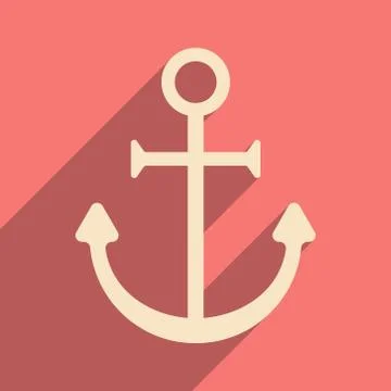 Flat with shadow icon and mobile application anchor Stock Illustration