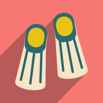 Flat with shadow icon and mobile application flippers Stock Illustration