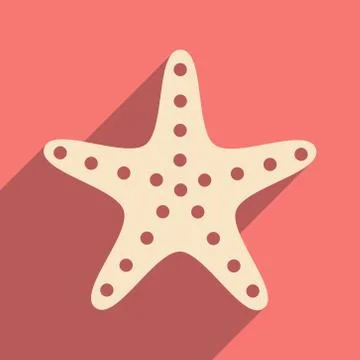 Flat with shadow icon and mobile application starfish Stock Illustration