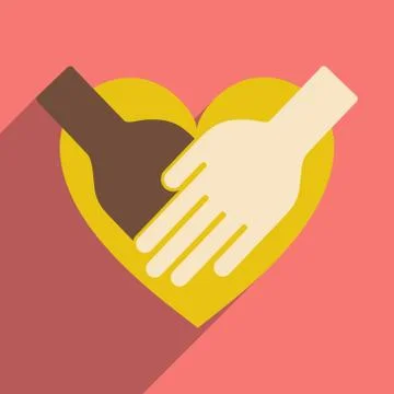 Flat with shadow icon and mobile application racial diversity Stock Illustration