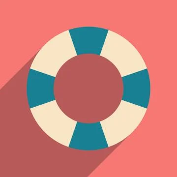 Flat with shadow icon and mobile application rubber ring Stock Illustration