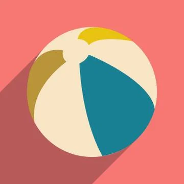 Flat with shadow icon and mobile application beach ball Stock Illustration