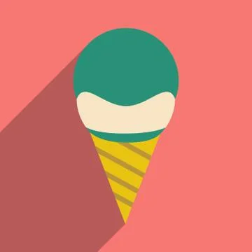 Flat with shadow icon and mobile application ice cream ball Stock Illustration