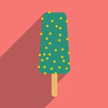 Flat with shadow icon and mobile application ice cream in glaze Stock Illustration