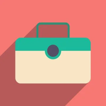 Flat with shadow icon and mobile application valise Stock Illustration