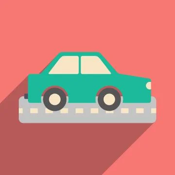 Flat with shadow icon and mobile application car Stock Illustration