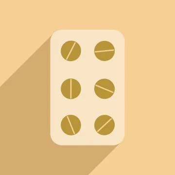 Flat with shadow icon and mobile application pharmaceutical product Stock Illustration