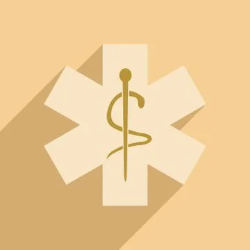 Flat with shadow icon and mobile application logos medical clinics Stock Illustration