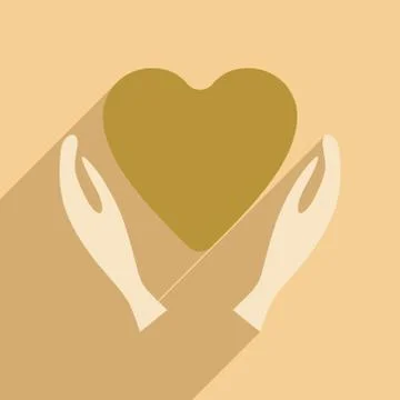 Flat with shadow icon and mobile application charity logo Stock Illustration
