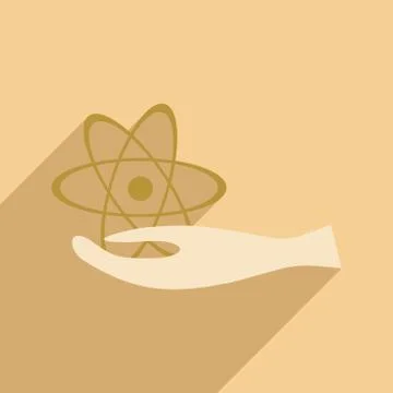Flat with shadow icon and mobile application atom Stock Illustration