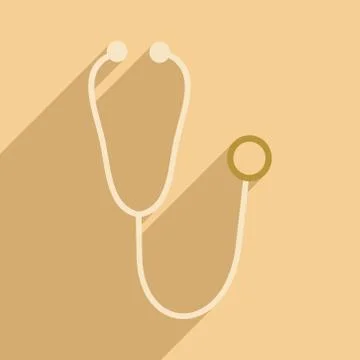 Flat with shadow icon and mobile application stethoscope Stock Illustration