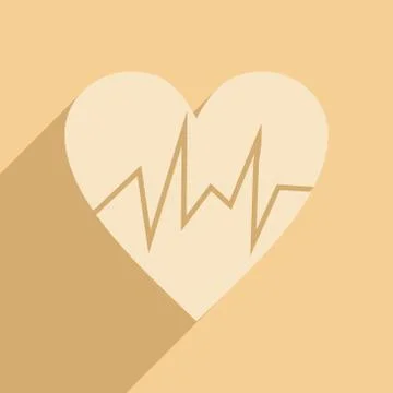 Flat with shadow icon and mobile application pulse Stock Illustration