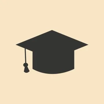 Flat with shadow icon and mobile application graduation cap Stock Illustration