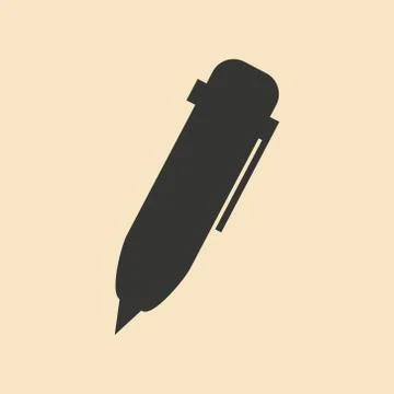 Flat with shadow icon and mobile application pen Stock Illustration