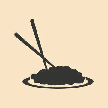 Flat with shadow icon and mobile application noodles Stock Illustration