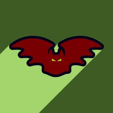 Flat with shadow Icon bat on bright backgrounds Stock Illustration